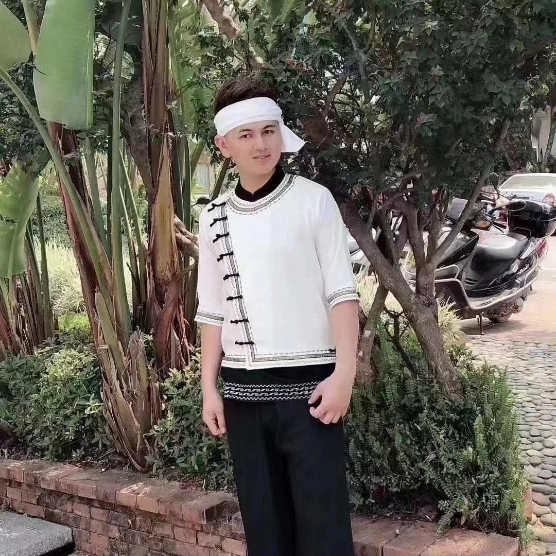 新款傣族男士休闲套装上衣加裤子 (裤子松紧裤)