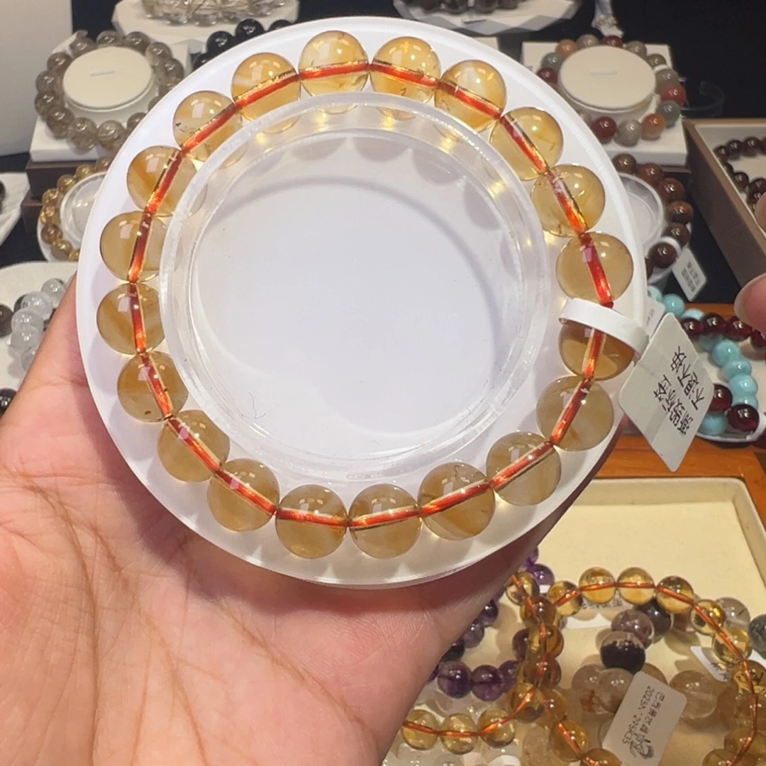 黄晶未镶嵌手链黄水晶9+