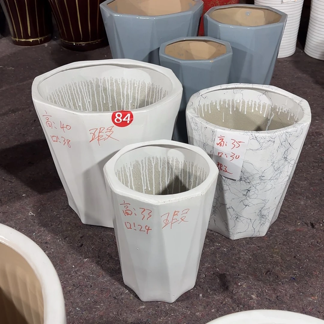 白色八方一套三个盆