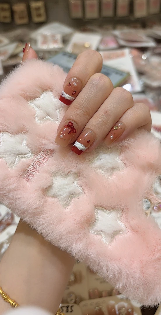 草莓圣诞手工穿戴甲697