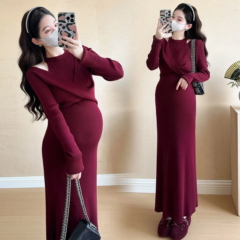 孕妇秋冬款孕妇装连衣裙孕妇裙孕期裙子孕妇连衣裙新年战袍