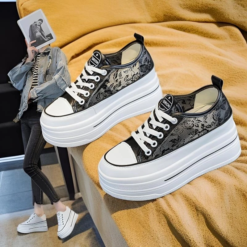 万达撤柜增高8cm高跟小白鞋女小个子配裙子网面厚底松糕鞋夏新款.