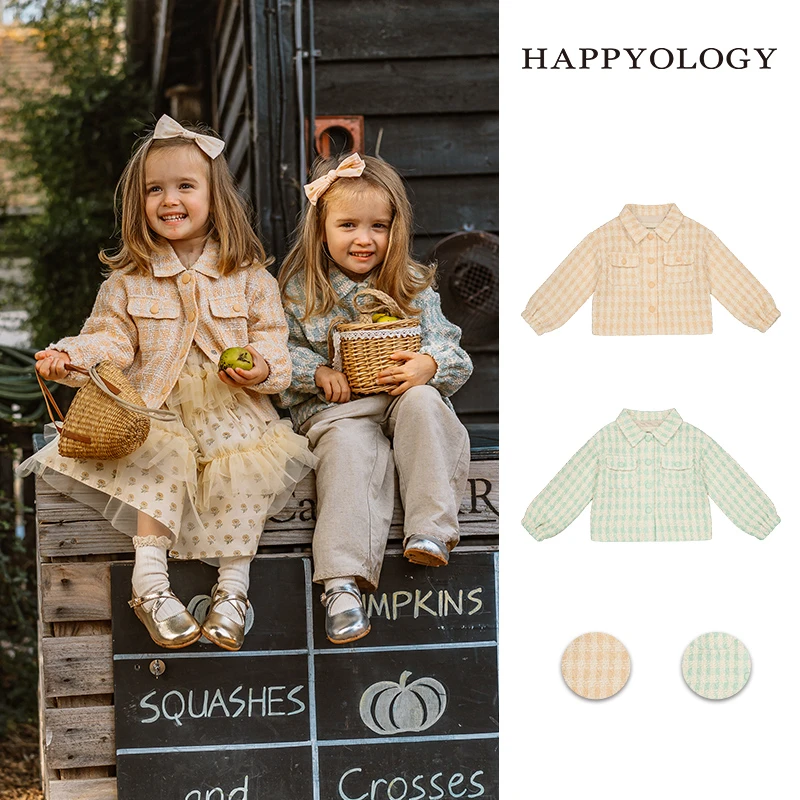 Happyology英国童装女童春秋英伦洋气小香风儿童短款宝宝外套