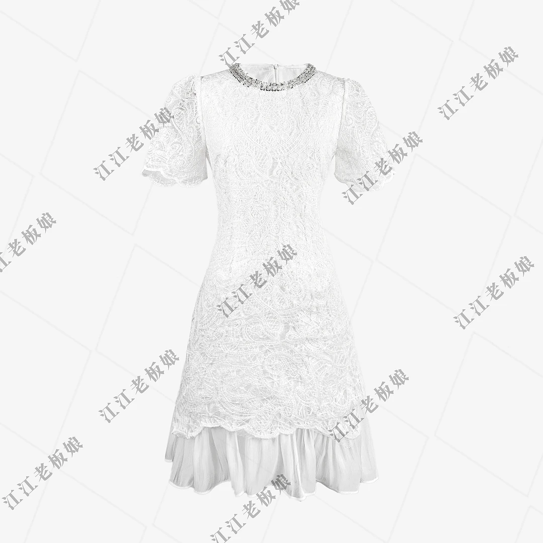 【筱雨】“极简至美”法式轻奢显瘦时尚设计感短袖连衣裙女Q1750