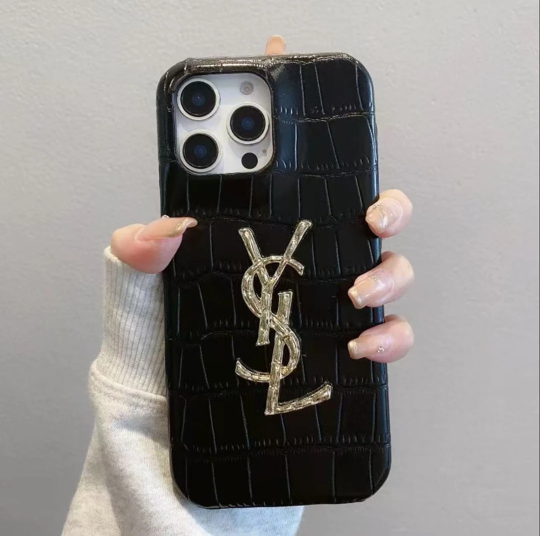 鳄鱼纹复古金Y标适用iPhone16promax手机壳苹果14个性13轻奢12女