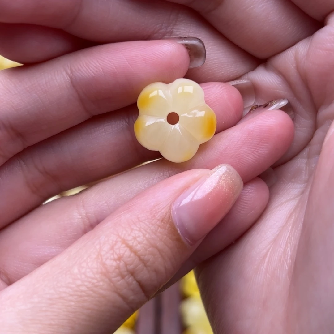琥珀未镶嵌裸石2号白蜡福利五瓣花