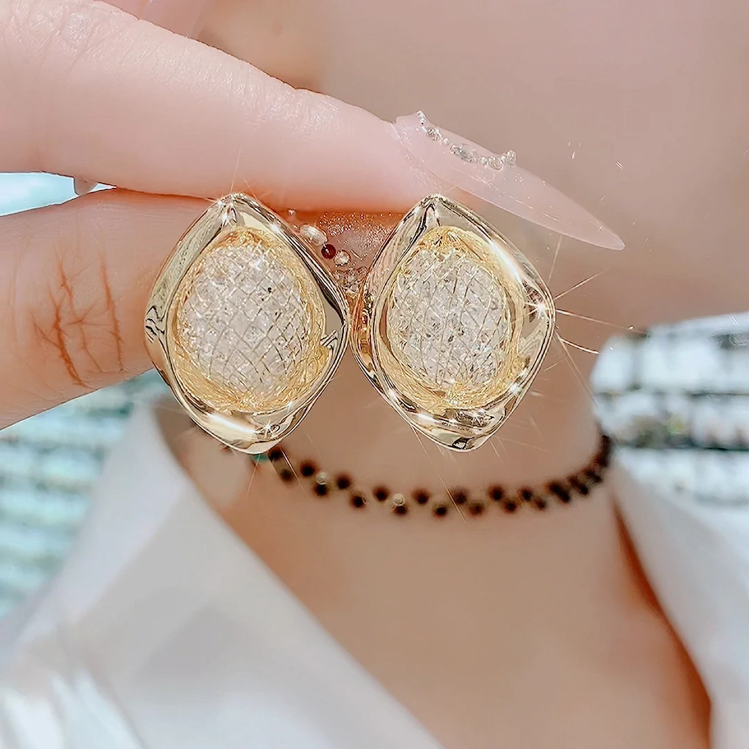 铜合金玻璃耳饰 070-温柔S925银针百搭时尚简约轻奢日常耳环