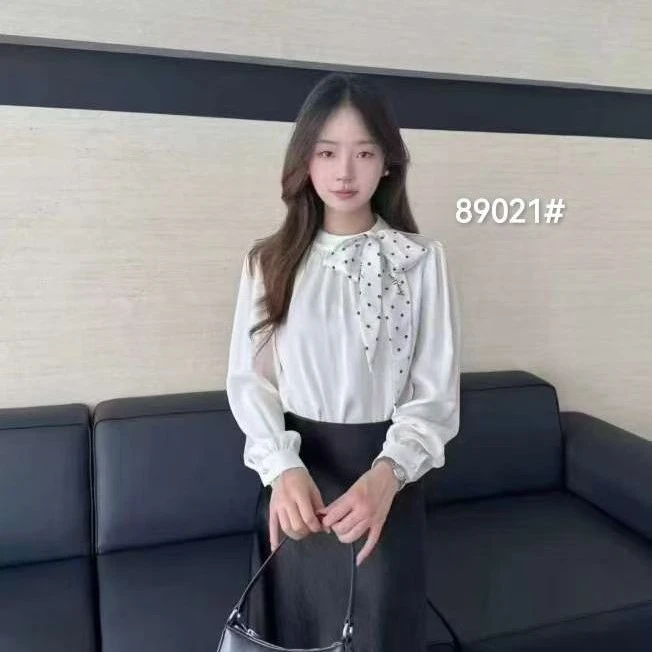 简约设计感波点系带长袖衬衫女士秋季洋气上衣