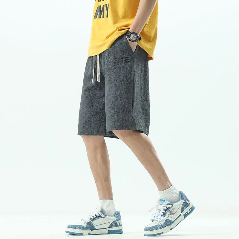 华夫纹理冰丝速干短裤男士夏季薄款大码运动裤肌理感宽松五分裤