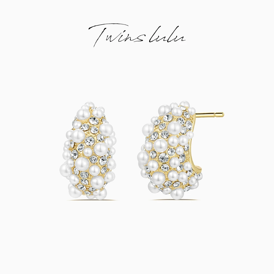 TWINS LULU 镀K金 小众首饰花瓣优雅知性小众耳环新年款TSL1416