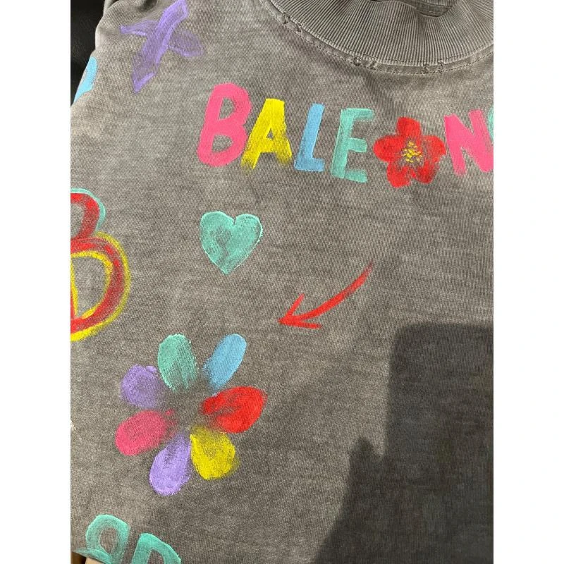 G687【思】 夏季顶奢水洗手绘潮流设计款短袖