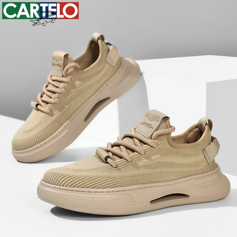 CARTELO/卡帝乐鳄鱼网面鞋男士透气休闲鞋中年飞织轻便夏季软底鞋