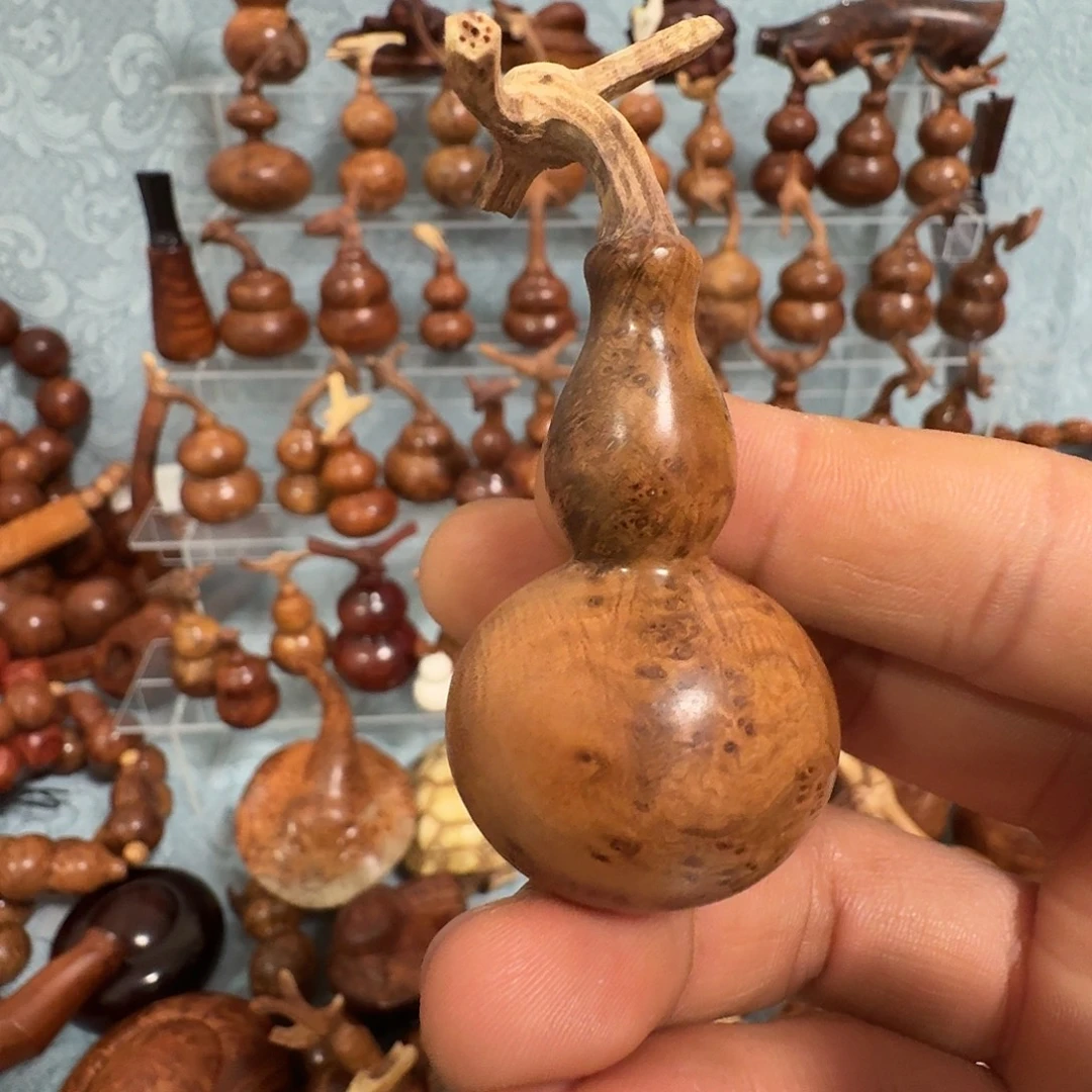 梨木麻梨疙瘩手工雕刻葫芦手把件