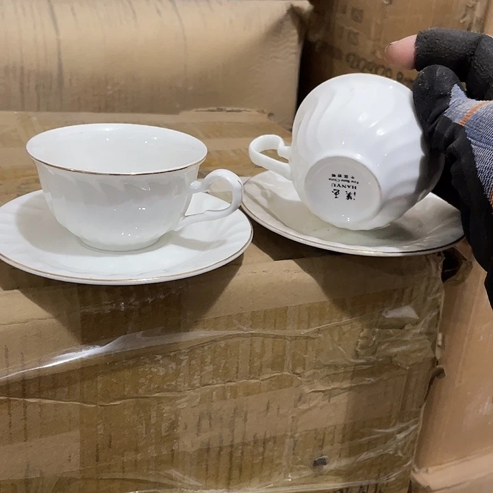 瓷片汉玉高骨瓷杯碟2套