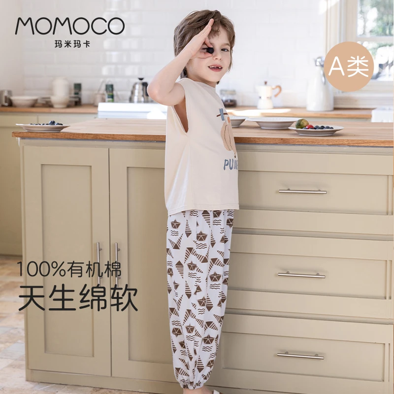 MOMOCO/玛米玛卡儿童裤子纯棉休闲夏季宽松全棉舒适居家卡通外穿