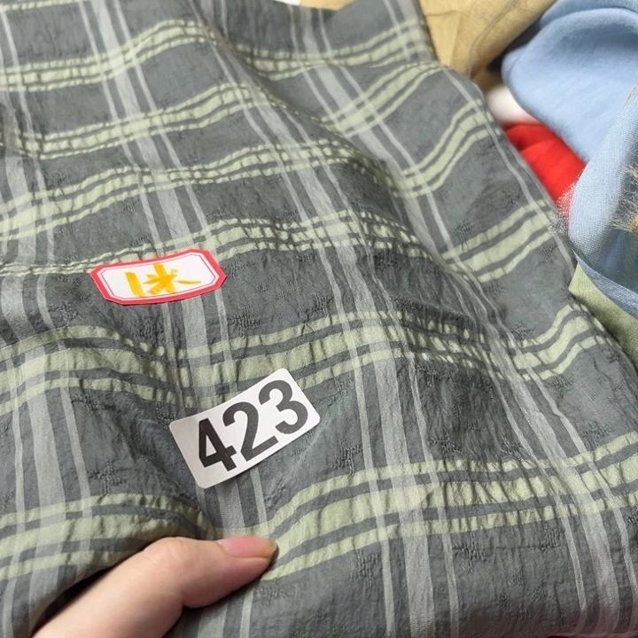棉混纺423。 格子1米。