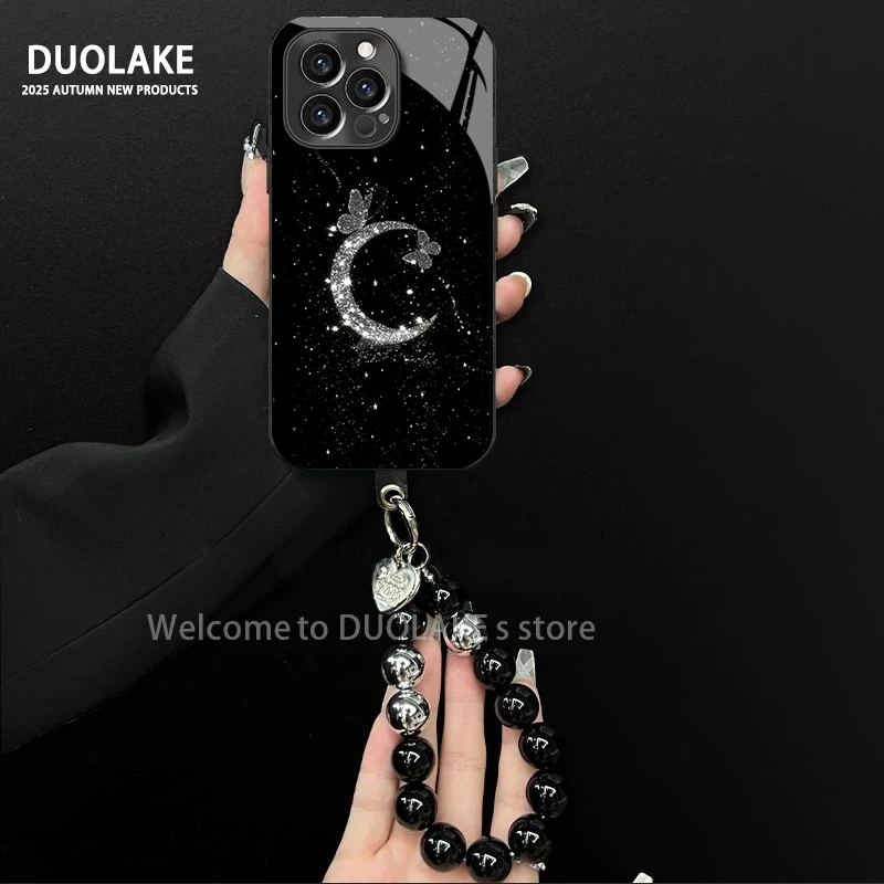 璀璨月光适用苹果vivo华为oppo小米iPhone17电镀玻璃防摔手机壳潮