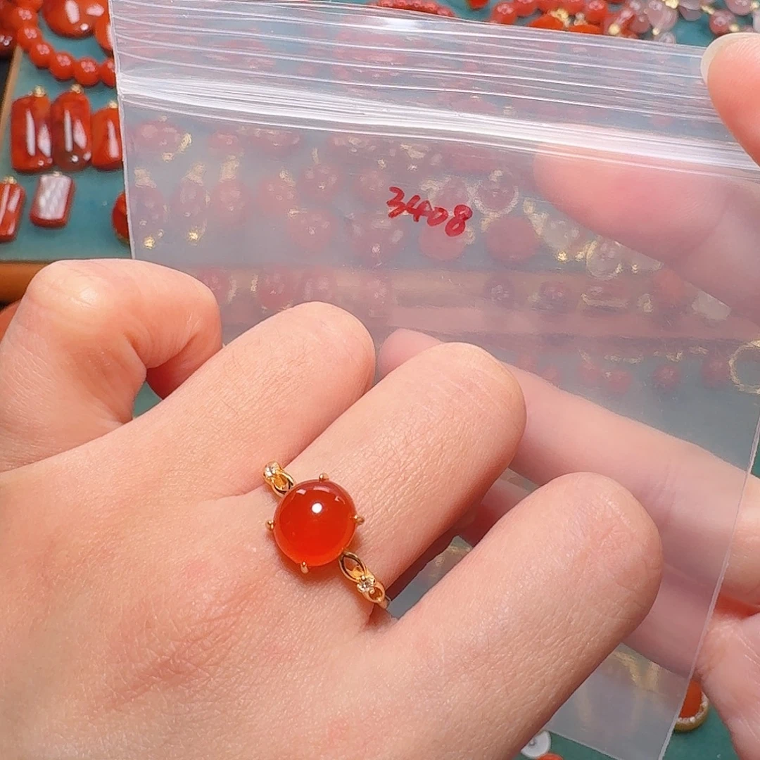 南红玛瑙银S925镶嵌戒指