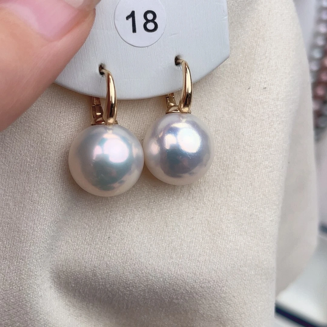 18K金镶嵌淡水珍珠耳饰1415水桶