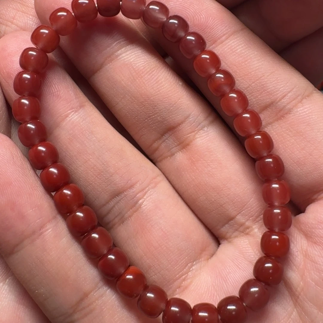 南红玛瑙手串未镶嵌玫瑰红老鹰手串6.1mm