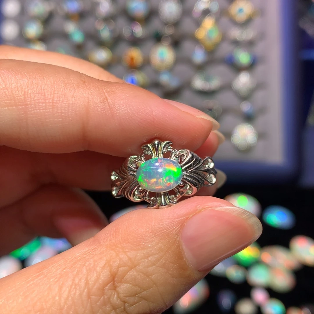 欧泊银S925镶嵌戒指款式凌*