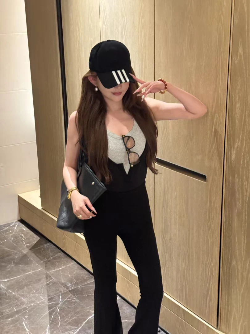 GUIDI GUDI【飘忽不定】天丝瑜伽背带裤休闲裤/黄加蓝 K9520715H