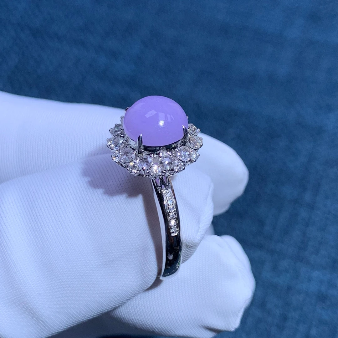 18K金镶嵌翡翠紫蛋戒指