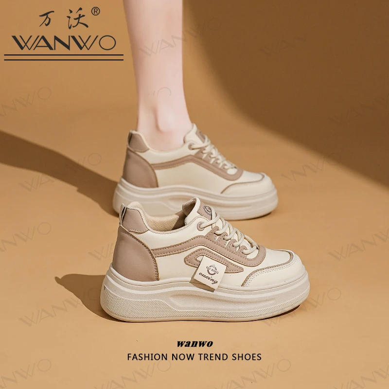 8cm内增高小白鞋女秋季爆款百搭厚底老爹鞋2025新款运动休闲女鞋