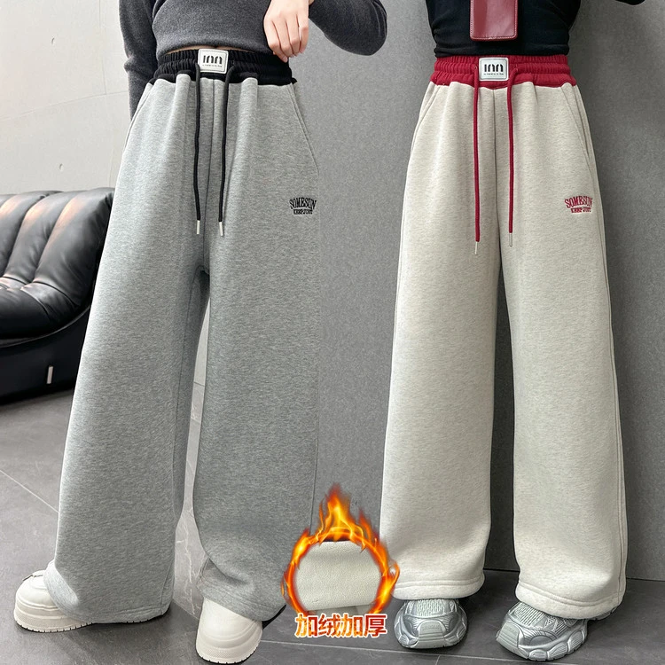 女童秋冬加绒裤子2025新款儿童加厚保暖冬季百搭女孩外穿休闲裤子