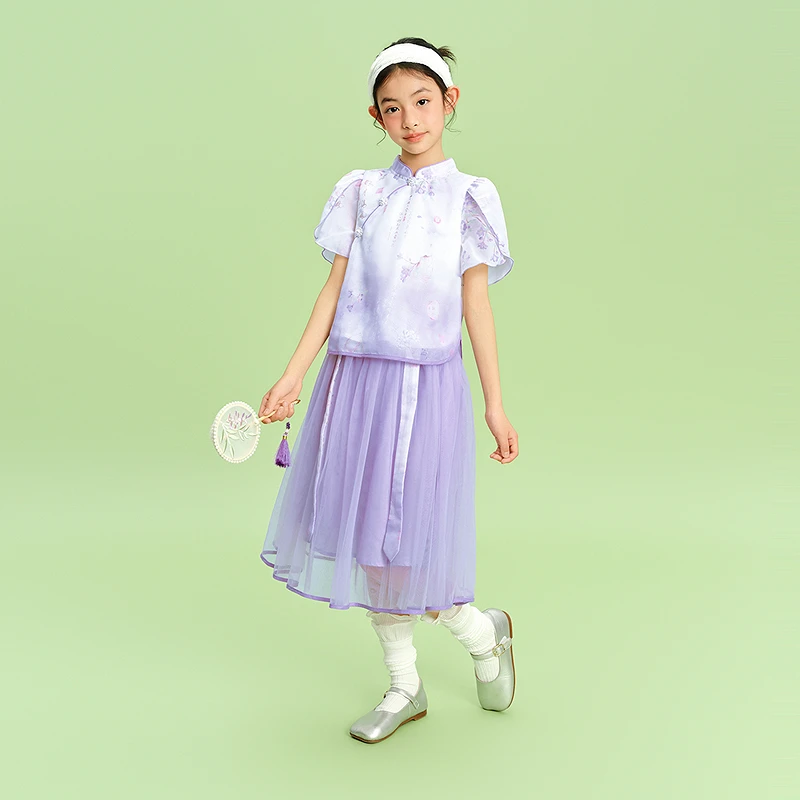 DEESHA/笛莎女童25年夏新款中童女孩宝宝新中式国风套-93252T303