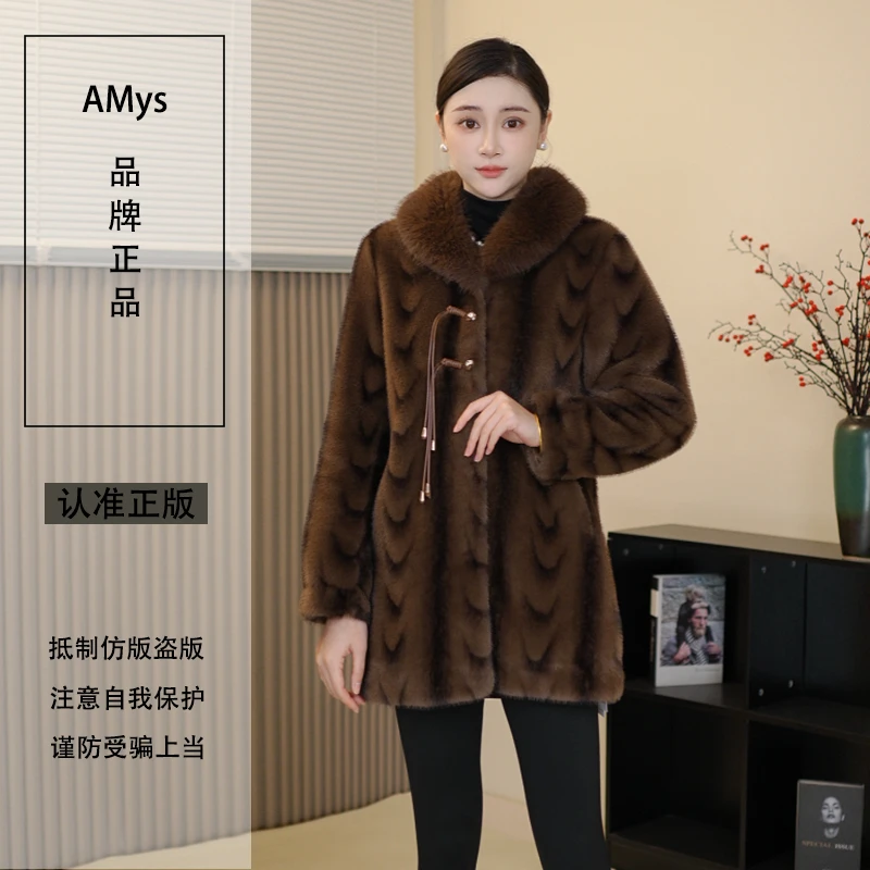 丹麦北极貂【正品·皮草】贵气貂毛女装冬款中长款中老年女士冬装