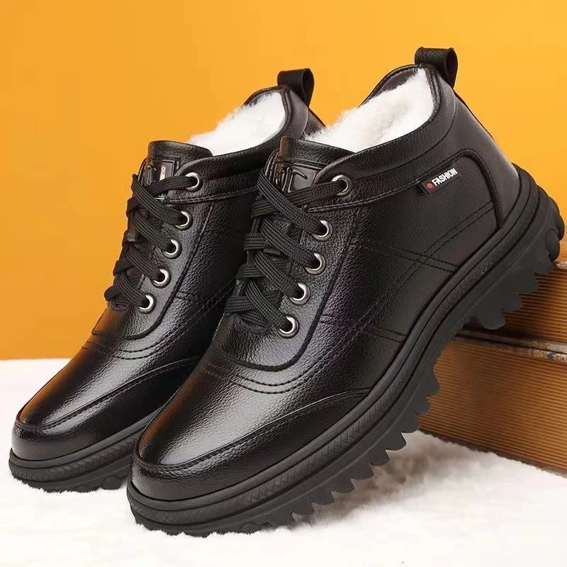 加棉加绒软底一脚蹬豆豆鞋外贸中年男士皮鞋休闲鞋舒适懒人爸爸鞋