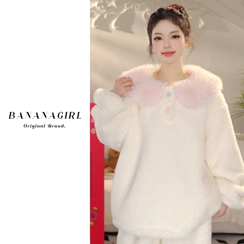 Bananagirl【小福娃】睡衣女秋冬外套循环蓄宽松温速暖家居服可外穿
