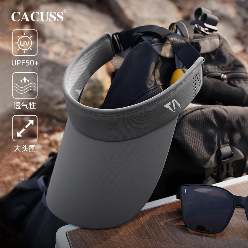 Cacuss帽子男款夏季黑胶遮阳防晒帽空顶帽户外运动跑步骑行太阳帽