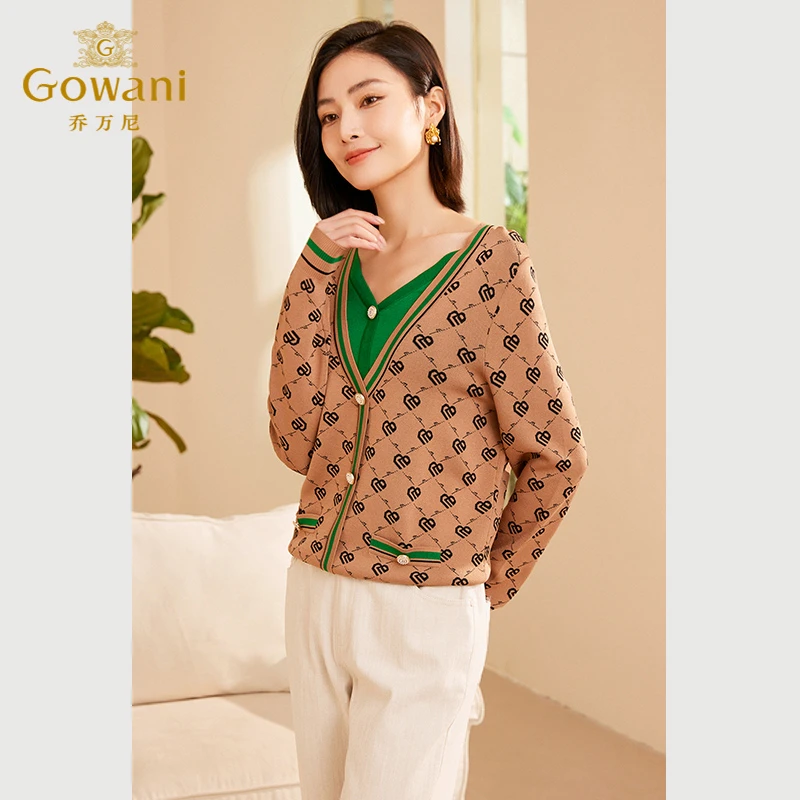 Gowani/乔万尼2025春季毛针织衫假两件设计上衣ET750803