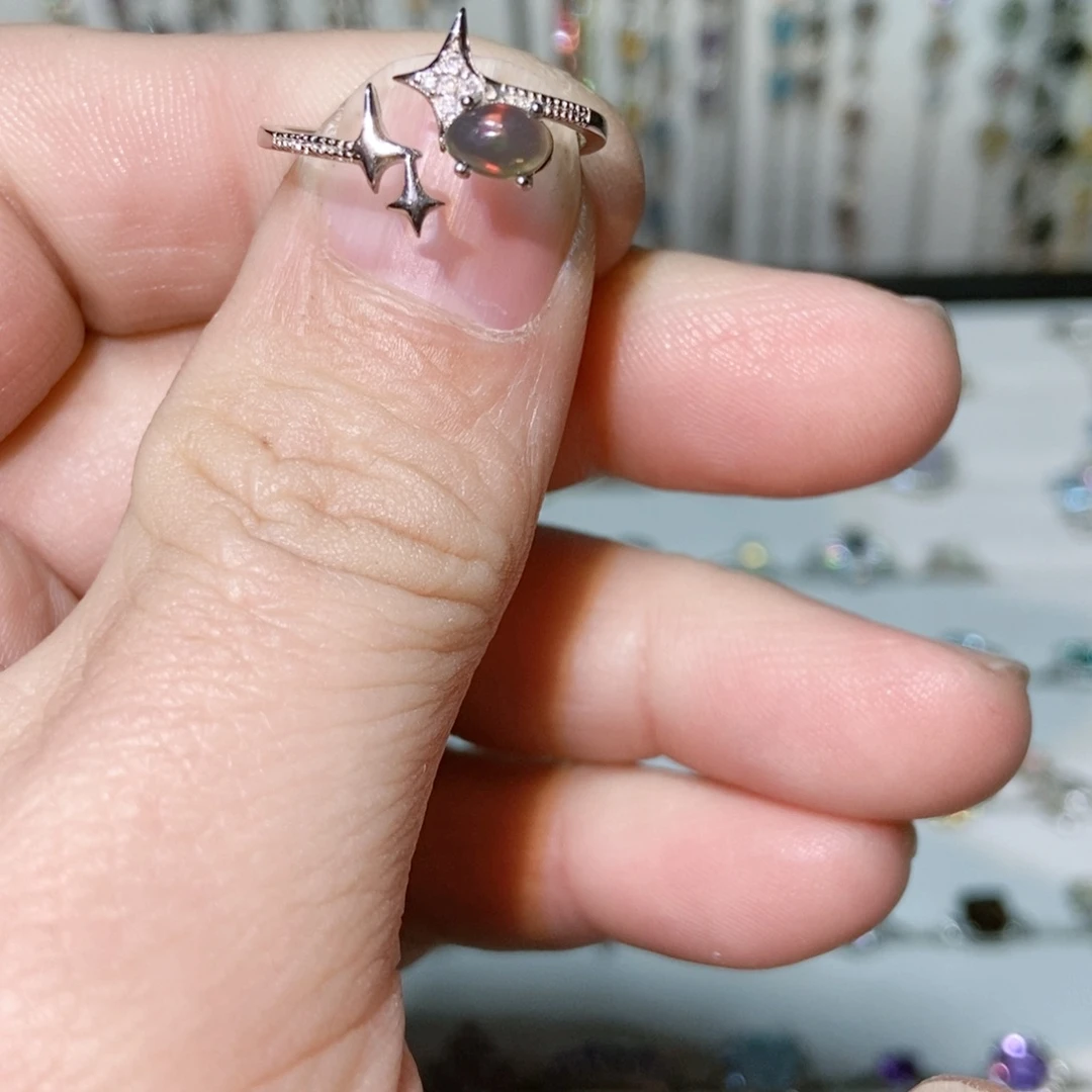 绿水晶戒指银S925镶嵌