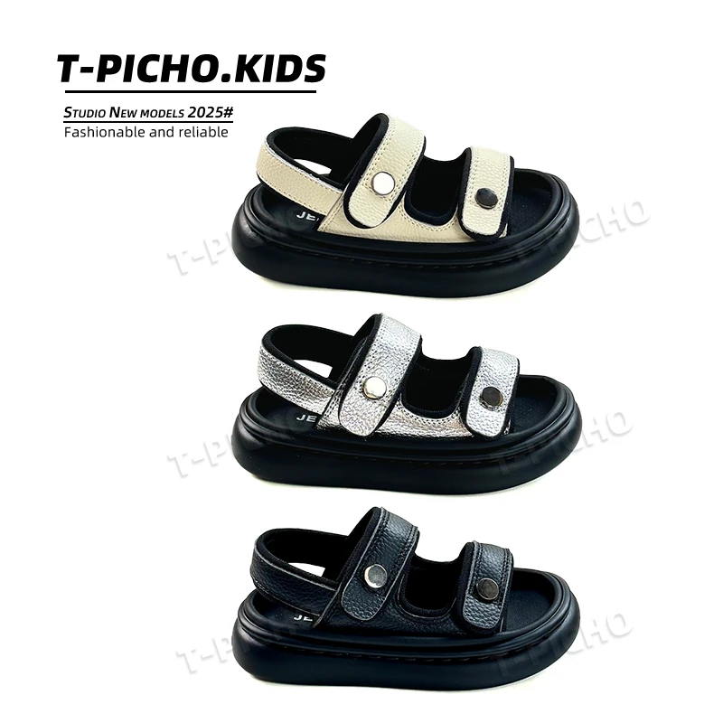 【儿童头层牛皮凉鞋】2025夏季新款男童女童百搭鞋休闲沙滩鞋-25060