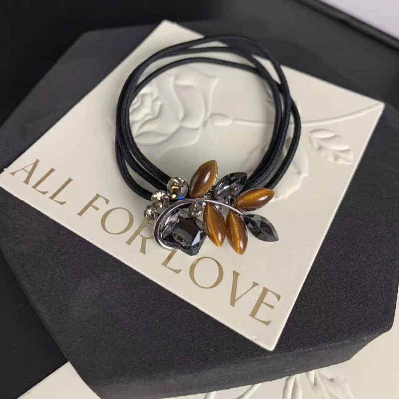 K136【金闪闪】定制琥珀色三股绳发绳