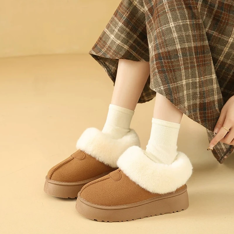 （厚底时尚雪地靴）冬季保暖时尚加绒一脚蹬厚底显瘦雪地靴D