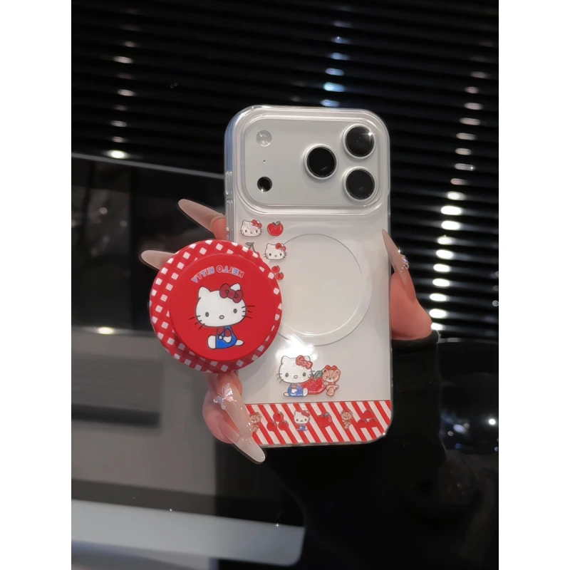 条纹kitty适用于苹果17pro手机壳16华为p双层磁吸oppo小米15红米k