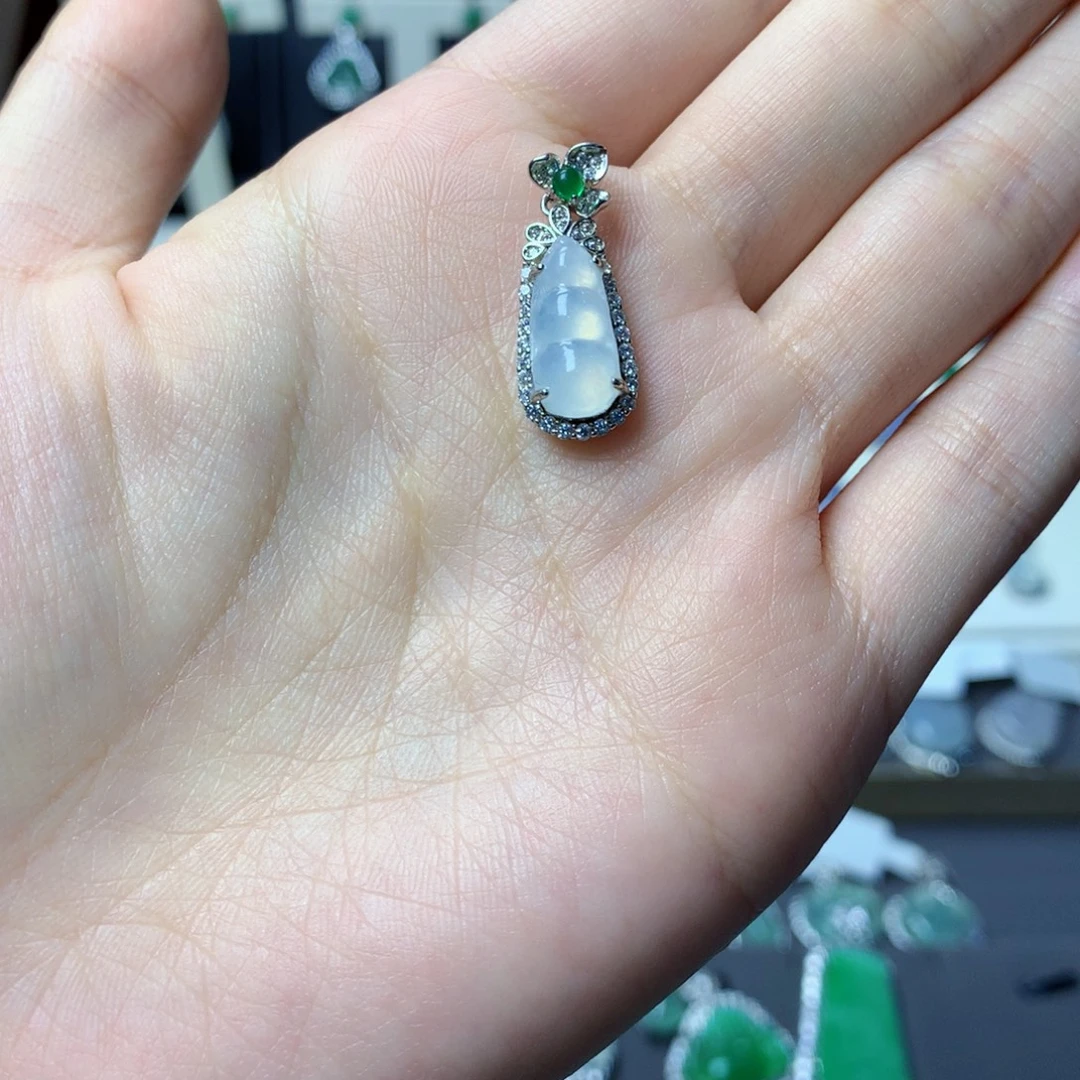 翡翠银S925镶嵌挂件