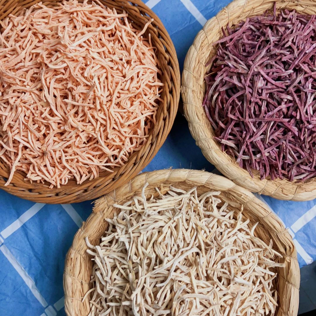 2025年新货三色红薯丝干地瓜丝干白心红心紫心