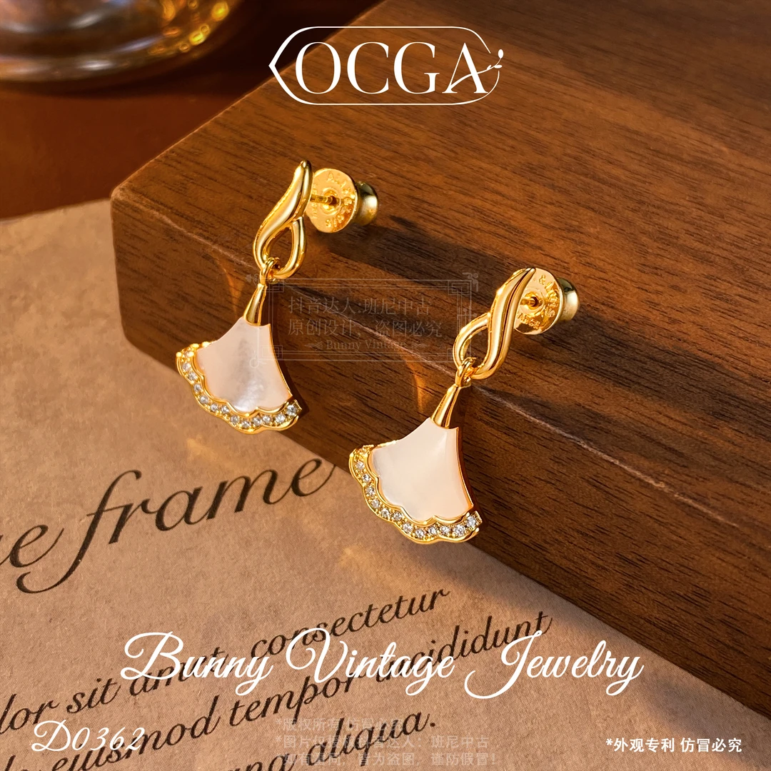 镀K金D0362 法★【羽翼裙摆】春OCGA 欧斯伽斯 耳钉