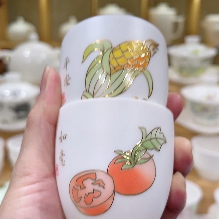 羊脂玉花面主人杯100