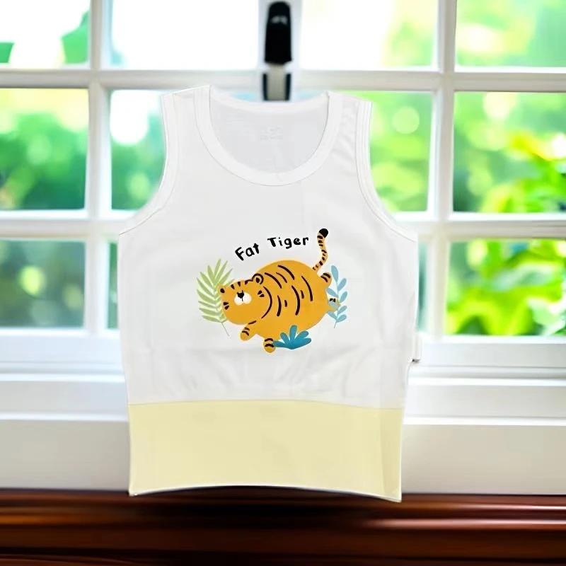 【译童护肚背心】婴幼儿棉毛无骨宽肩背心 护肚款