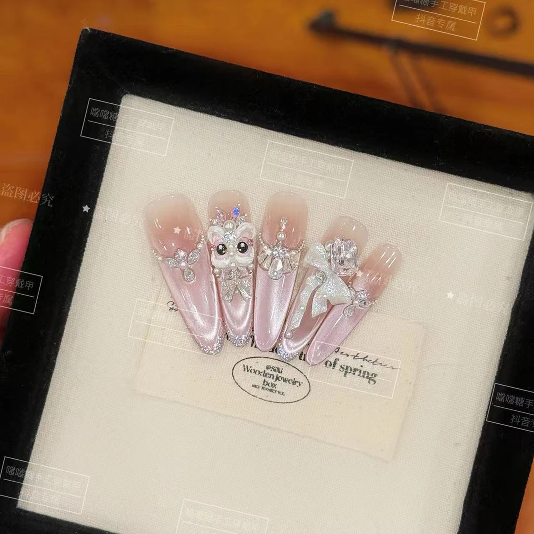 【醒狮·祈愿结】原创高定新年猫眼纯手工显白气质百搭穿戴甲