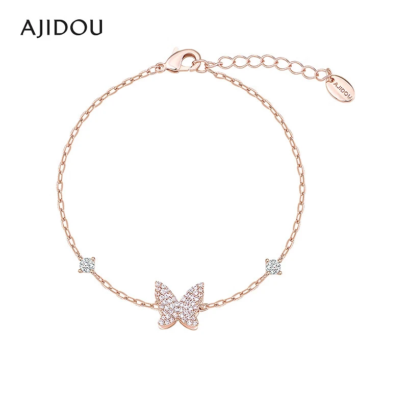 合金合成锆石手链 AJIDOU阿吉豆旋转蝴蝶转运百搭精致手链【SGB】