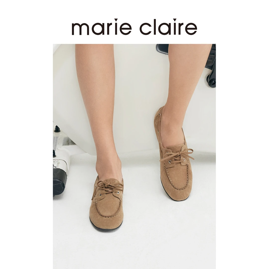 【董洁同款】MC女鞋帆船鞋25春新松弛绒面一脚蹬marieclaire女鞋