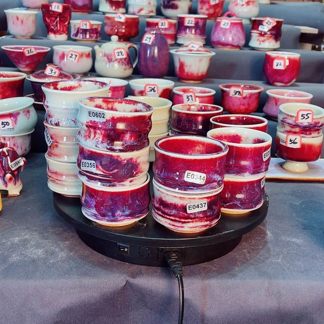 瓷片微瑕任选一对钧瓷主人杯摆件