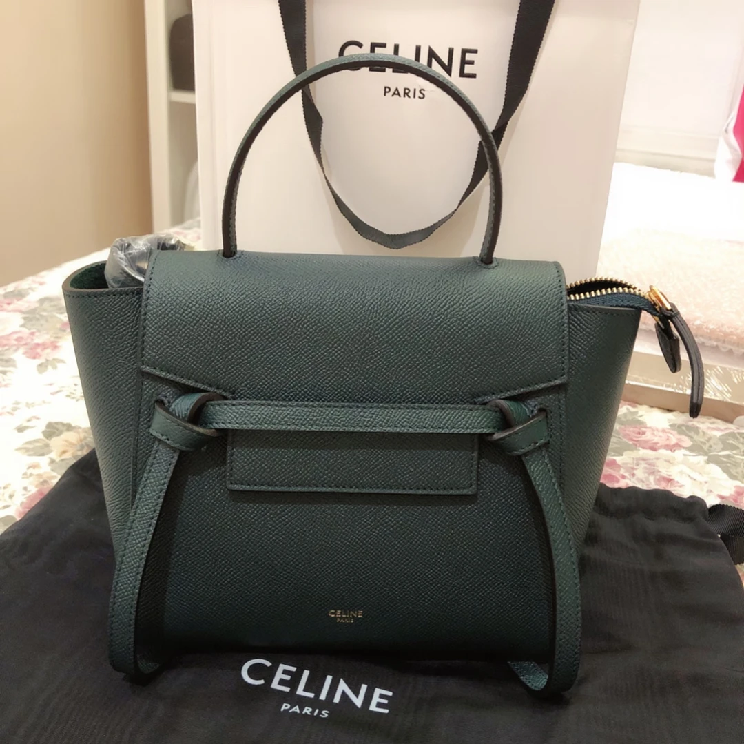 99新 Celine/思琳 大吉三/celine瑟琳亚马逊绿nano鲶鱼斜挎包